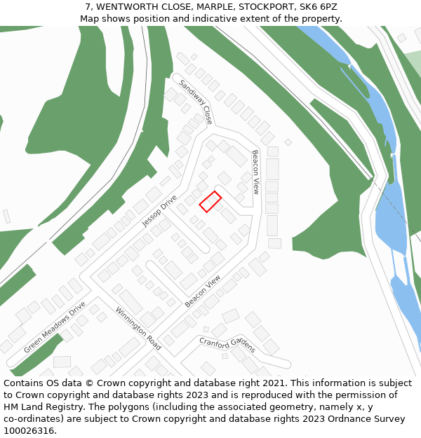 7, WENTWORTH CLOSE, MARPLE, STOCKPORT, SK6 6PZ: Location map and indicative extent of plot