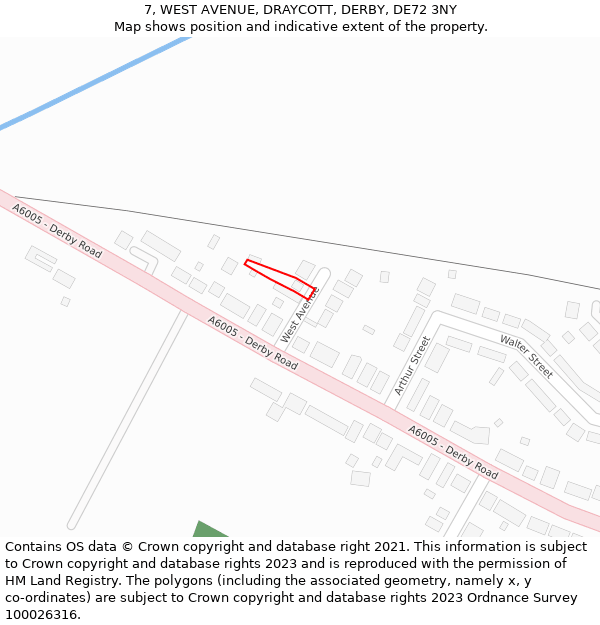 7, WEST AVENUE, DRAYCOTT, DERBY, DE72 3NY: Location map and indicative extent of plot