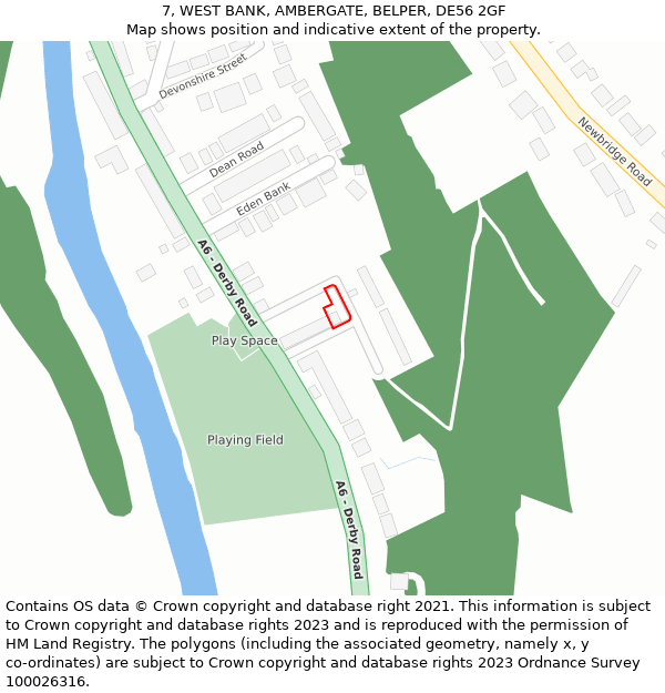 7, WEST BANK, AMBERGATE, BELPER, DE56 2GF: Location map and indicative extent of plot