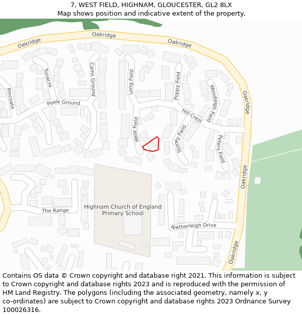 7, WEST FIELD, HIGHNAM, GLOUCESTER, GL2 8LX: Location map and indicative extent of plot