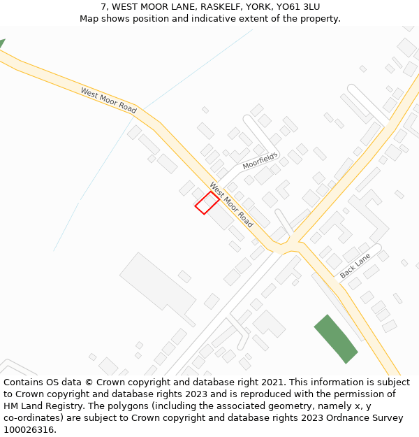 7, WEST MOOR LANE, RASKELF, YORK, YO61 3LU: Location map and indicative extent of plot