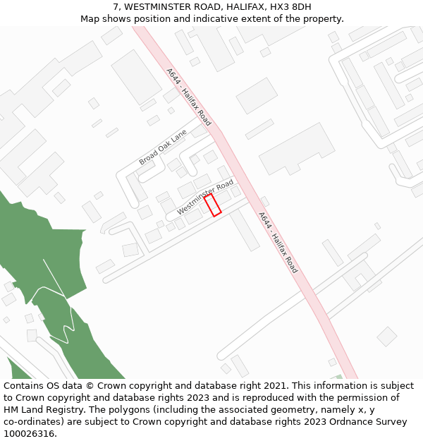 7, WESTMINSTER ROAD, HALIFAX, HX3 8DH: Location map and indicative extent of plot