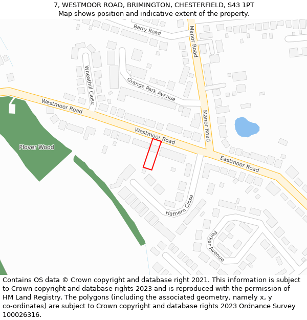 7, WESTMOOR ROAD, BRIMINGTON, CHESTERFIELD, S43 1PT: Location map and indicative extent of plot