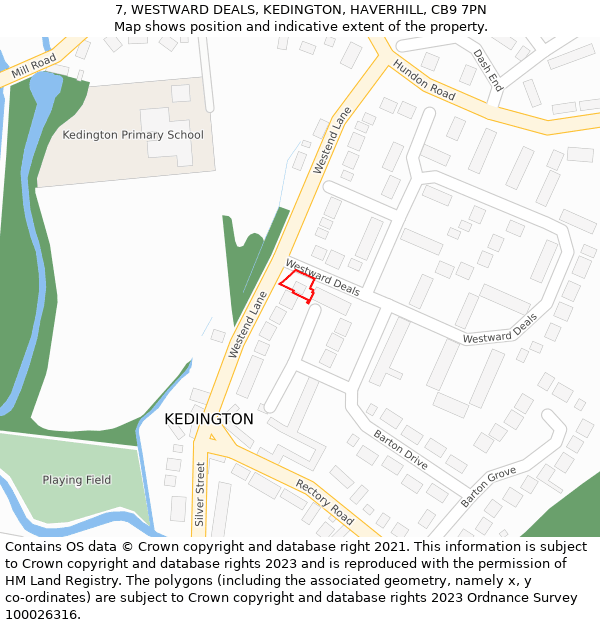 7, WESTWARD DEALS, KEDINGTON, HAVERHILL, CB9 7PN: Location map and indicative extent of plot