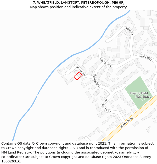 7, WHEATFIELD, LANGTOFT, PETERBOROUGH, PE6 9RJ: Location map and indicative extent of plot