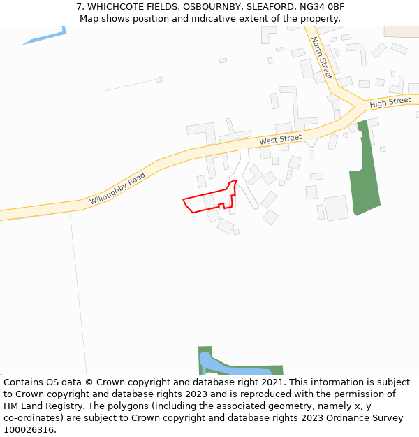 7, WHICHCOTE FIELDS, OSBOURNBY, SLEAFORD, NG34 0BF: Location map and indicative extent of plot