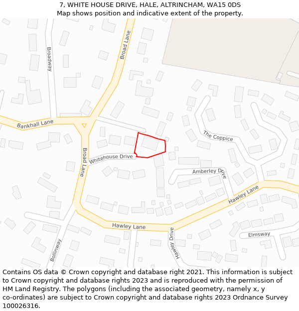 7, WHITE HOUSE DRIVE, HALE, ALTRINCHAM, WA15 0DS: Location map and indicative extent of plot