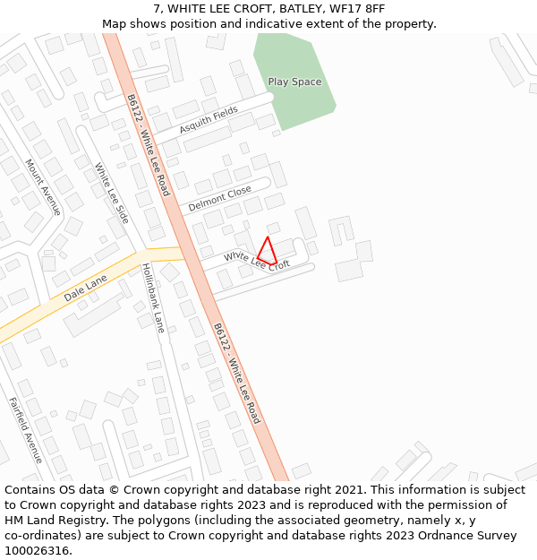 7, WHITE LEE CROFT, BATLEY, WF17 8FF: Location map and indicative extent of plot