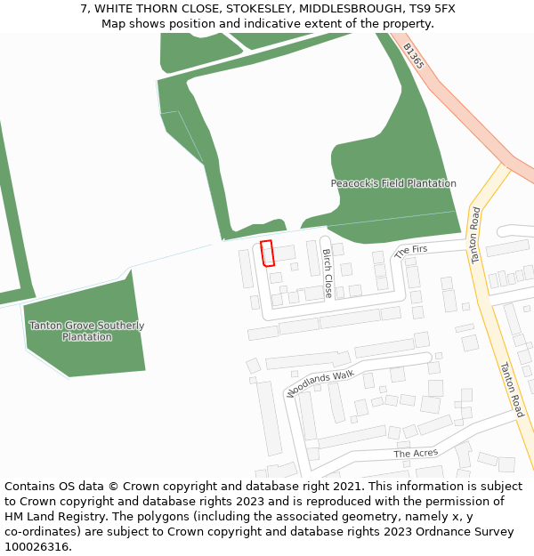 7, WHITE THORN CLOSE, STOKESLEY, MIDDLESBROUGH, TS9 5FX: Location map and indicative extent of plot