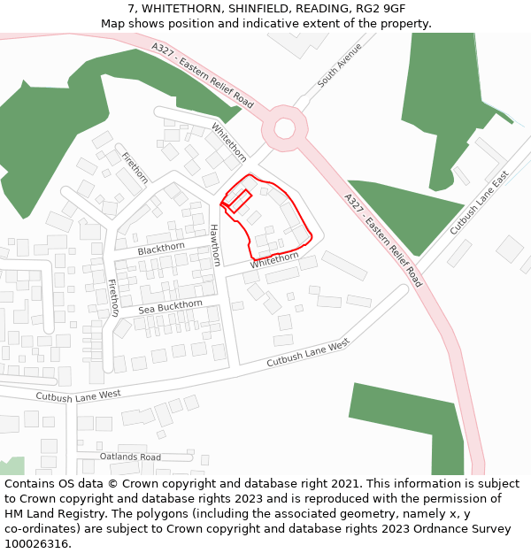 7, WHITETHORN, SHINFIELD, READING, RG2 9GF: Location map and indicative extent of plot