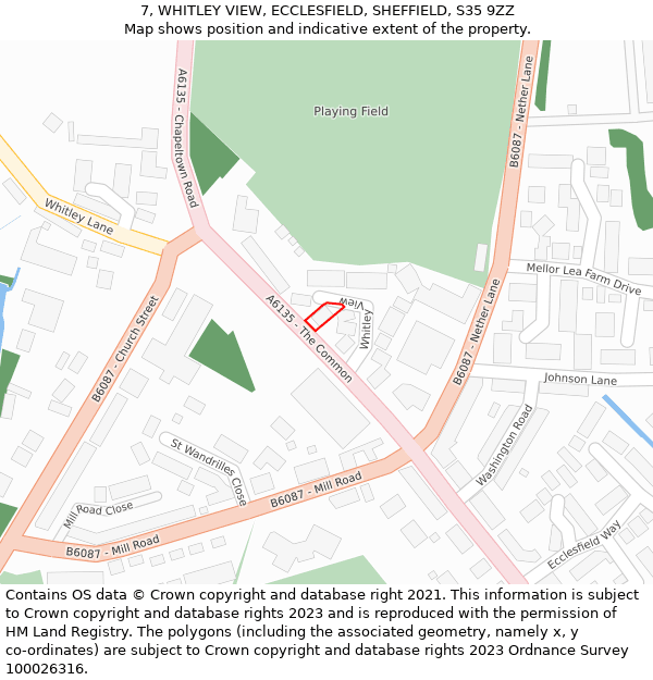 7, WHITLEY VIEW, ECCLESFIELD, SHEFFIELD, S35 9ZZ: Location map and indicative extent of plot