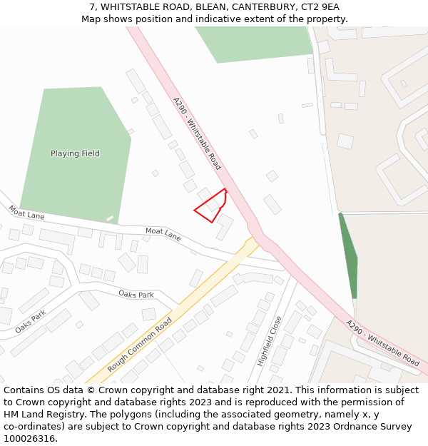 7, WHITSTABLE ROAD, BLEAN, CANTERBURY, CT2 9EA: Location map and indicative extent of plot
