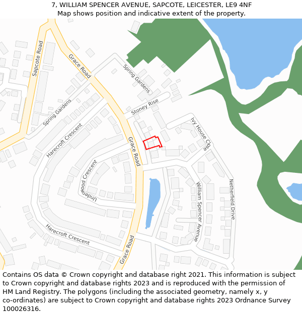 7, WILLIAM SPENCER AVENUE, SAPCOTE, LEICESTER, LE9 4NF: Location map and indicative extent of plot