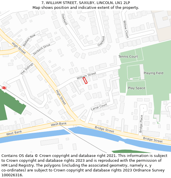 7, WILLIAM STREET, SAXILBY, LINCOLN, LN1 2LP: Location map and indicative extent of plot