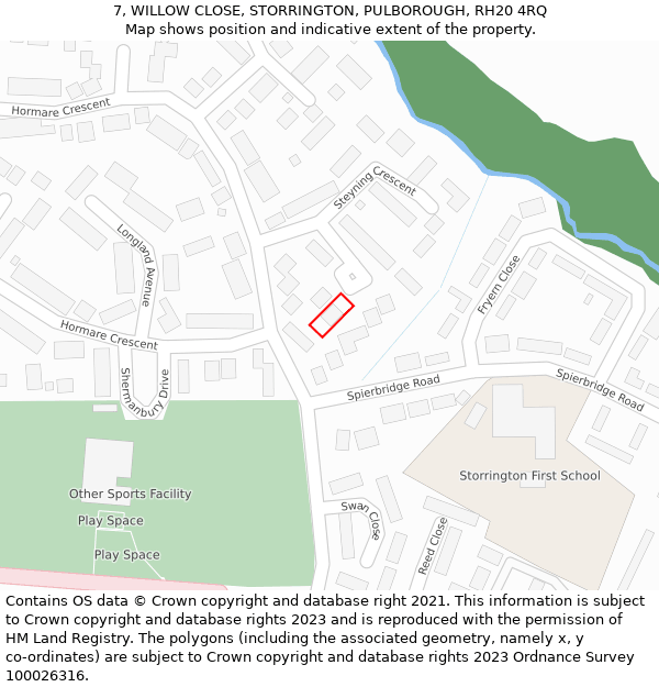 7, WILLOW CLOSE, STORRINGTON, PULBOROUGH, RH20 4RQ: Location map and indicative extent of plot