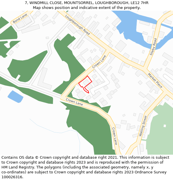 7, WINDMILL CLOSE, MOUNTSORREL, LOUGHBOROUGH, LE12 7HR: Location map and indicative extent of plot