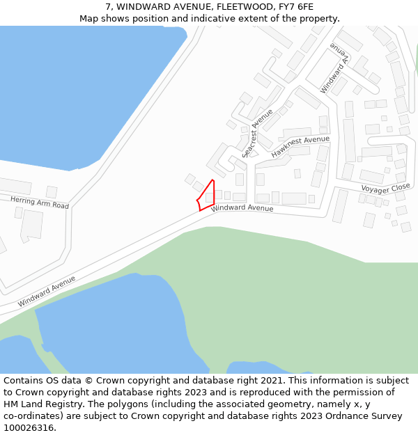 7, WINDWARD AVENUE, FLEETWOOD, FY7 6FE: Location map and indicative extent of plot