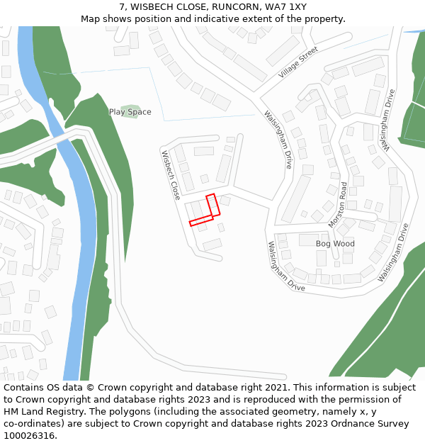 7, WISBECH CLOSE, RUNCORN, WA7 1XY: Location map and indicative extent of plot