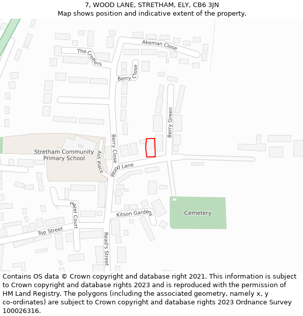 7, WOOD LANE, STRETHAM, ELY, CB6 3JN: Location map and indicative extent of plot