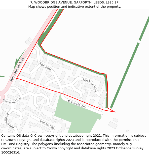 7, WOODBRIDGE AVENUE, GARFORTH, LEEDS, LS25 2PJ: Location map and indicative extent of plot