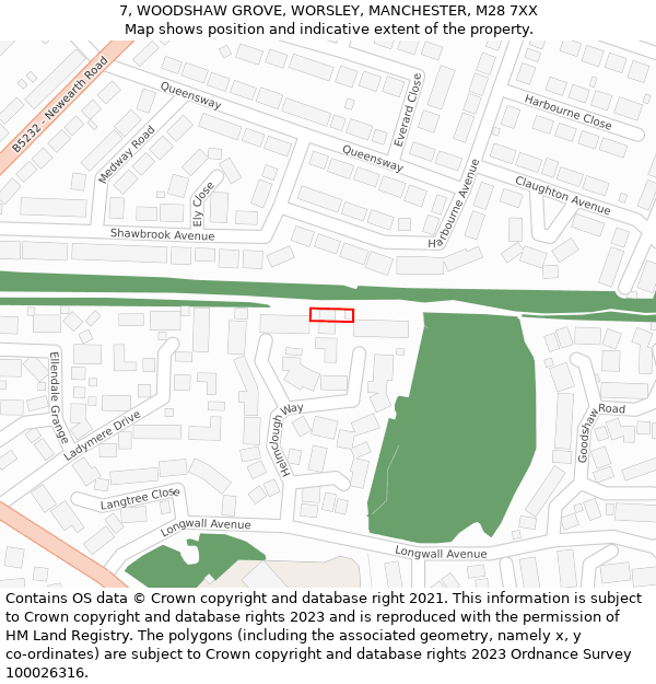 7, WOODSHAW GROVE, WORSLEY, MANCHESTER, M28 7XX: Location map and indicative extent of plot