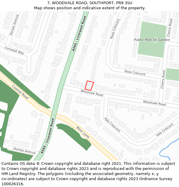 7, WOODVALE ROAD, SOUTHPORT, PR8 3SU: Location map and indicative extent of plot