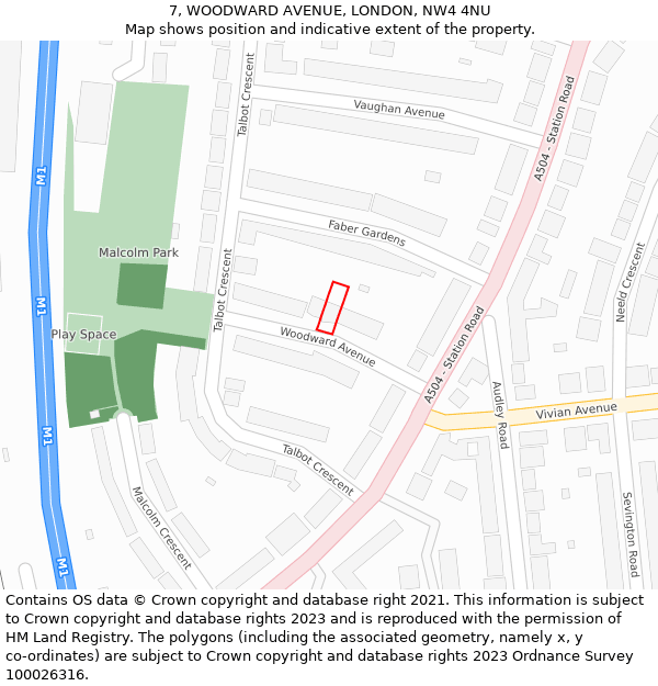 7, WOODWARD AVENUE, LONDON, NW4 4NU: Location map and indicative extent of plot