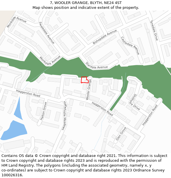 7, WOOLER GRANGE, BLYTH, NE24 4ST: Location map and indicative extent of plot