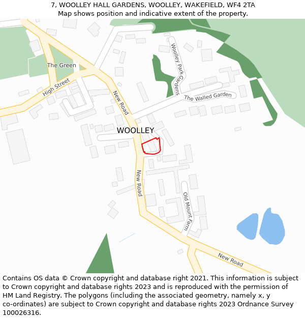 7, WOOLLEY HALL GARDENS, WOOLLEY, WAKEFIELD, WF4 2TA: Location map and indicative extent of plot