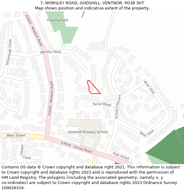 7, WORSLEY ROAD, GODSHILL, VENTNOR, PO38 3HT: Location map and indicative extent of plot