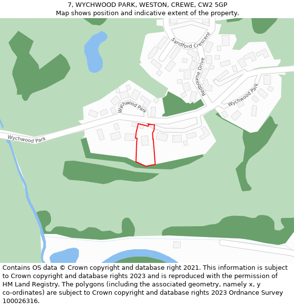 7, WYCHWOOD PARK, WESTON, CREWE, CW2 5GP: Location map and indicative extent of plot