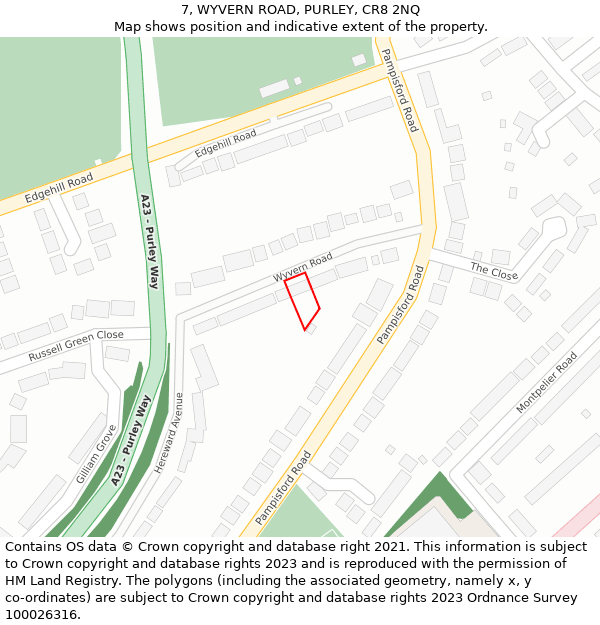 7, WYVERN ROAD, PURLEY, CR8 2NQ: Location map and indicative extent of plot
