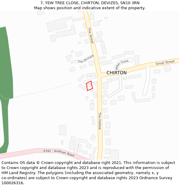 7, YEW TREE CLOSE, CHIRTON, DEVIZES, SN10 3RN: Location map and indicative extent of plot