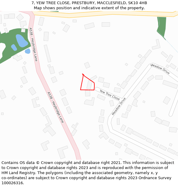7, YEW TREE CLOSE, PRESTBURY, MACCLESFIELD, SK10 4HB: Location map and indicative extent of plot