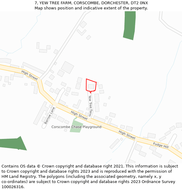 7, YEW TREE FARM, CORSCOMBE, DORCHESTER, DT2 0NX: Location map and indicative extent of plot