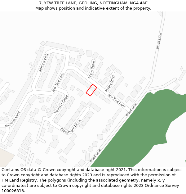 7, YEW TREE LANE, GEDLING, NOTTINGHAM, NG4 4AE: Location map and indicative extent of plot