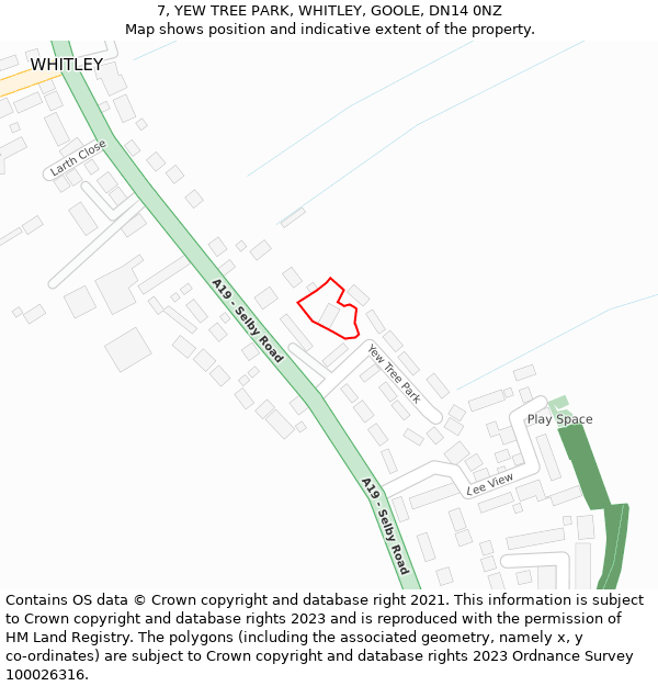 7, YEW TREE PARK, WHITLEY, GOOLE, DN14 0NZ: Location map and indicative extent of plot
