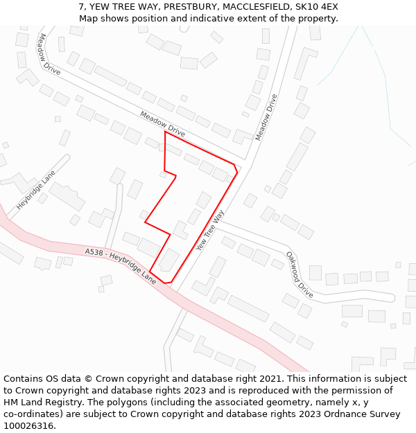 7, YEW TREE WAY, PRESTBURY, MACCLESFIELD, SK10 4EX: Location map and indicative extent of plot