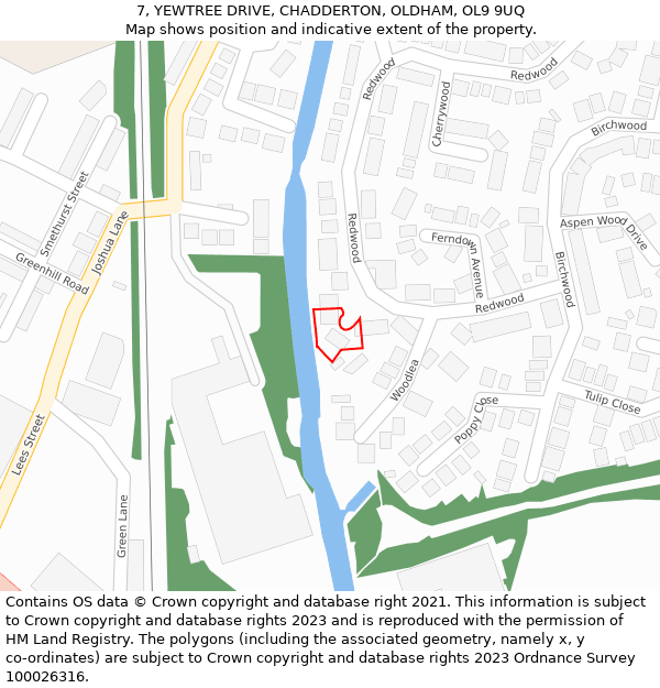 7, YEWTREE DRIVE, CHADDERTON, OLDHAM, OL9 9UQ: Location map and indicative extent of plot