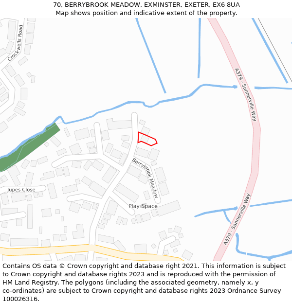 70, BERRYBROOK MEADOW, EXMINSTER, EXETER, EX6 8UA: Location map and indicative extent of plot