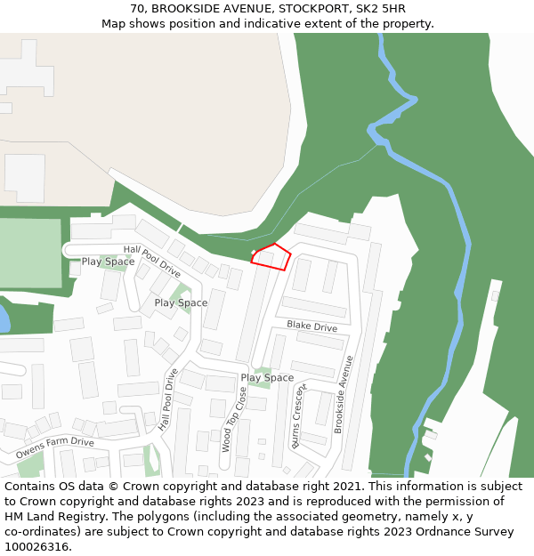 70, BROOKSIDE AVENUE, STOCKPORT, SK2 5HR: Location map and indicative extent of plot