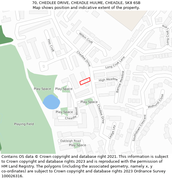 70, CHEDLEE DRIVE, CHEADLE HULME, CHEADLE, SK8 6SB: Location map and indicative extent of plot