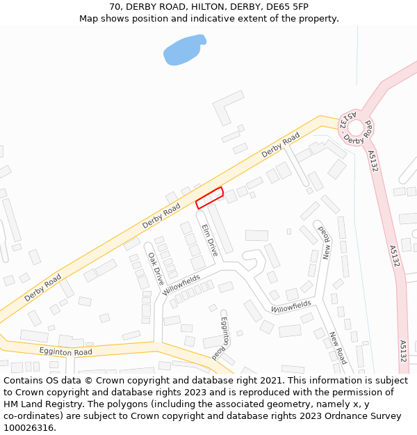 70, DERBY ROAD, HILTON, DERBY, DE65 5FP: Location map and indicative extent of plot