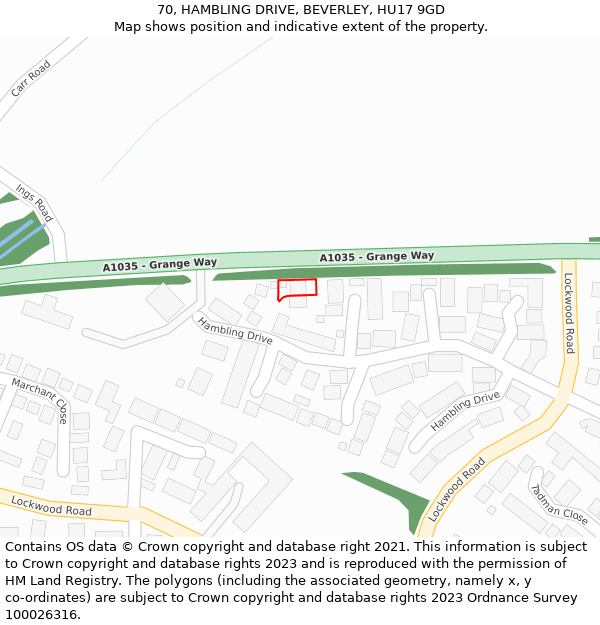 70, HAMBLING DRIVE, BEVERLEY, HU17 9GD: Location map and indicative extent of plot