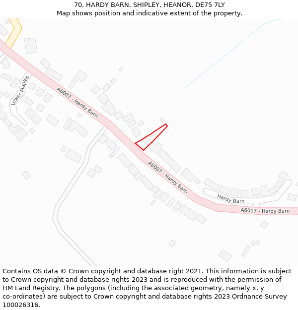 70, HARDY BARN, SHIPLEY, HEANOR, DE75 7LY: Location map and indicative extent of plot