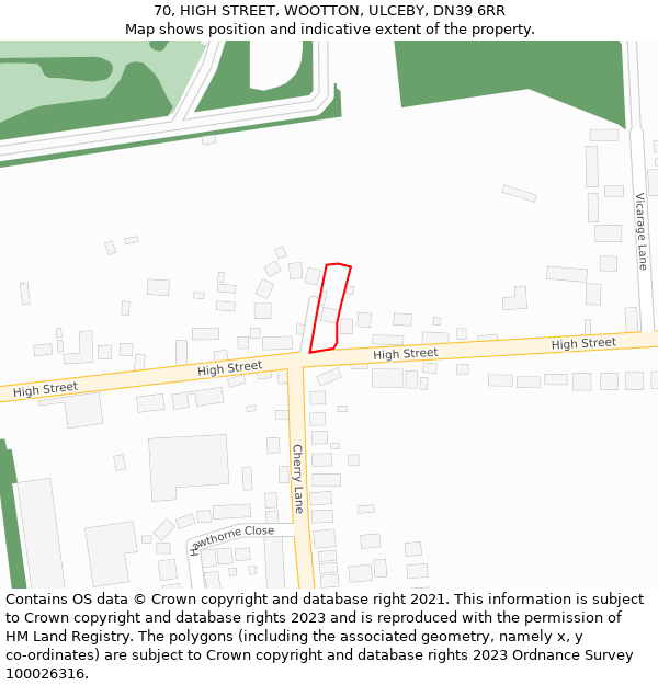 70, HIGH STREET, WOOTTON, ULCEBY, DN39 6RR: Location map and indicative extent of plot