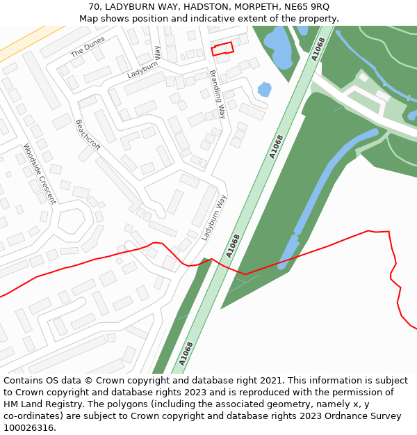 70, LADYBURN WAY, HADSTON, MORPETH, NE65 9RQ: Location map and indicative extent of plot