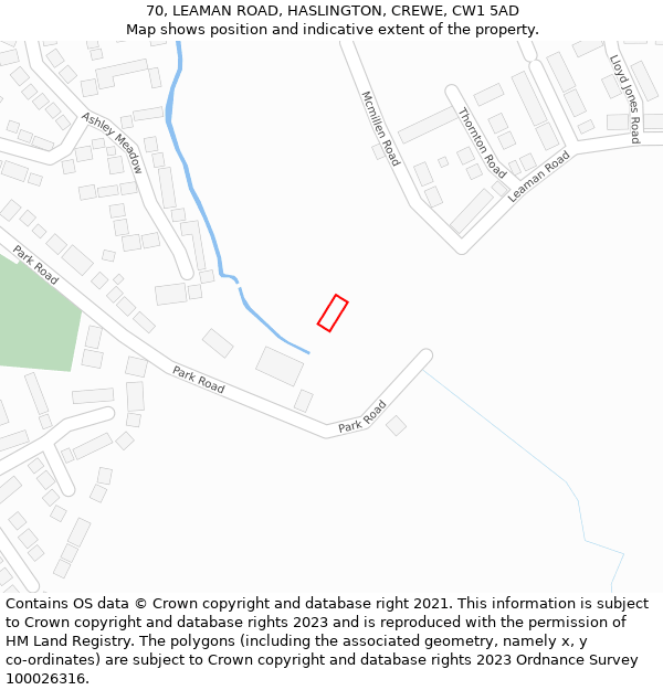 70, LEAMAN ROAD, HASLINGTON, CREWE, CW1 5AD: Location map and indicative extent of plot
