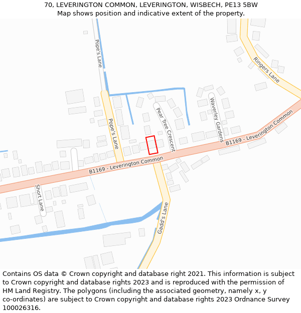 70, LEVERINGTON COMMON, LEVERINGTON, WISBECH, PE13 5BW: Location map and indicative extent of plot