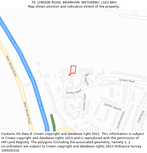 70, LYNDON ROAD, BRAMHAM, WETHERBY, LS23 6RH: Location map and indicative extent of plot